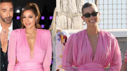 Δέσποινα Βανδή: Φόρεσε το ίδιο dusty pink φόρεμα με την Χέιλι Μπίμπερ