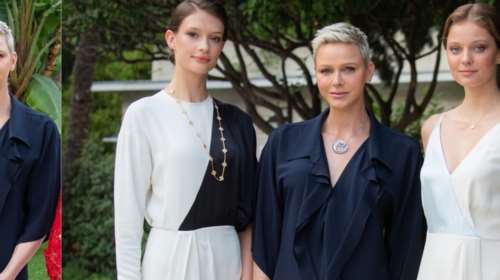 Πριγκίπισσα Σαρλίν: Εκθαμβωτική με royal blue μάξι φόρεμα σε κοκτέιλ πάρτι στο παλάτι