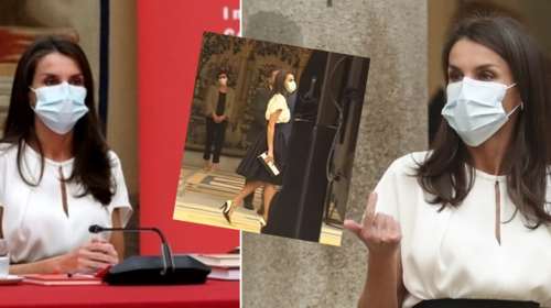 Βασίλισσα Λετίσια: Η άψογη εμφάνιση σε άσπρο - μαύρο στο Ινστιτούτο Θερβάντες [εικόνες]