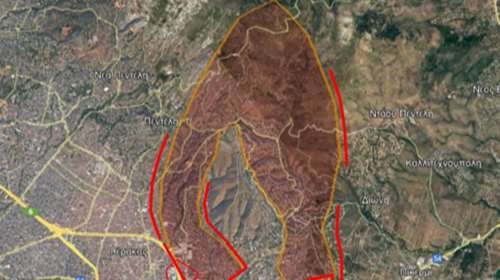 Φωτιά στην Πεντέλη: Ο χάρτης με τα ενεργά μέτωπα και τις περιοχές που καίγονται