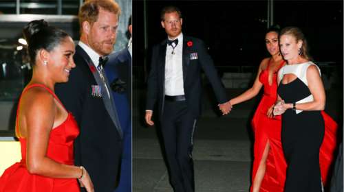 Μέγκαν Μαρκλ: Ασυνήθιστα σέξι με Scarlet dress, βαθύ ντεκολτέ &amp; μεγάλο σκίσιμο στο κόκκινο χαλί