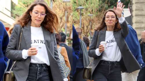 Βίκυ Καγιά: Το ξεχωριστό στιλ στο κέντρο της Αθήνας - Με Chanel loafers και μακριές λευκές κάλτσες [εικόνες]