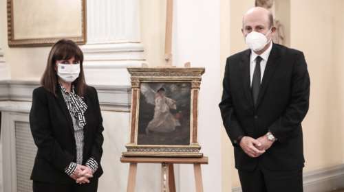 Ένα μοναδικό έργο του Γύζη η &quot;Δόξα&quot; δώρησε η οικογένεια Παπαστράτος στην Πρόεδρο της Δημοκρατίας