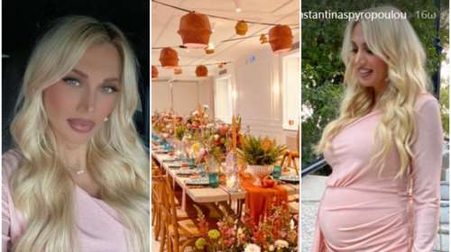 Πανέμορφη έγκυος στα 35 της η Κωνσταντίνα Σπυροπούλου: Γενέθλια με σούπερ μίνι φόρεμα με ουρά μέχρι το πάτωμα