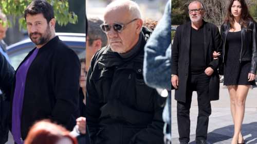 Κηδεία Ηλία Λογοθέτη: Σπάνια εμφάνιση Αλέξη Γεωργούλη και Γιώργου Κιμούλη - Ποιοι έδωσαν το &quot;παρών&quot; [Εικόνες]