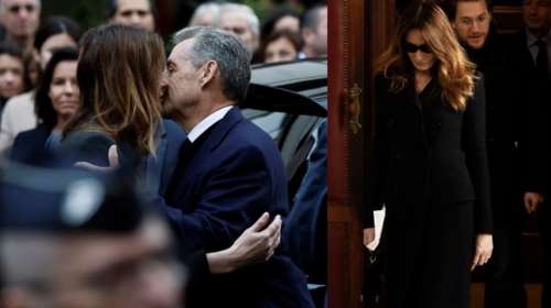 Το &quot;Σ&#39;αγαπώ&quot; της Μπρούνι στον Σαρκοζί έπειτα από 20 μέρες στη φυλακή - Η κομψή εμφάνιση στα... μαύρα