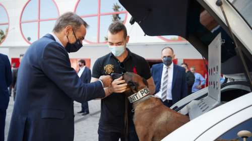 Η απρόσμενη συνάντηση του Κυριάκου Μητσοτάκη με έναν ...τετράποδο φρουρό [εικόνες]