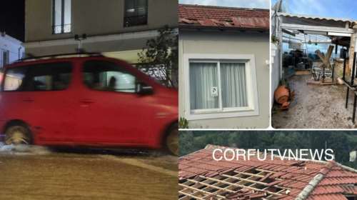 Προβλήματα από την κακοκαιρία στα Ιόνια: Ανεμοστρόβιλος ξερίζωσε δέντρα, πλημμύρισαν δρόμοι [εικόνες]