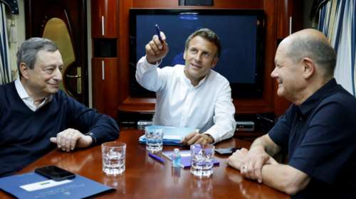 Πόλεμος στην Ουκρανία: Στο Κίεβο Όλαφ Σολτς, Εμανουέλ Μακρόν και Μάριο Ντράγκι [εικόνες]