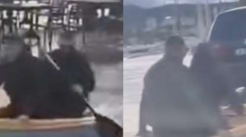 Πλημμύρες στη Φθιώτιδα: Κάτοικοι της Γλύφας βγήκαν στους δρόμους με... φουσκωτή βάρκα και έκαναν κουπί [βίντεο]