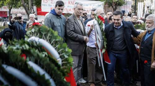 Κατέθεσε στεφάνι στο Πολυτεχνείο ο Αλέξης Τσίπρας: &quot;Το μήνυμα της εξέγερσης πιο επίκαιρο από ποτέ&quot; [εικόνες - βίντεο]