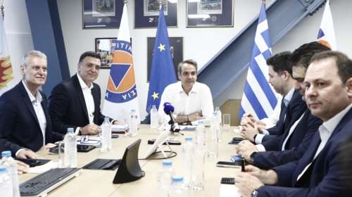 Στο υπουργείο Κλιματικής Κρίσης και Πολιτικής Προστασίας ο Κυριάκος Μητσοτάκης - Συνάντηση με Κικίλια