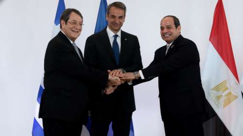 Μητσοτάκης, αλ Σίσι και Αναστασιάδης στην Τριμερή: Η Τουρκία συνιστά απειλή για την Αν. Μεσόγειο