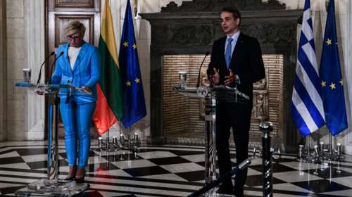 Ο Μητσοτάκης με τη Λιθουανή πρωθυπουργό: Η Ελλάδα αναχαιρίζει τις παράνομες εισόδους μεταναστών
