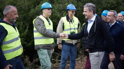 Ο Μητσοτάκης στο εργοτάξιο του δρόμου Μπράλος - Άμφισσα