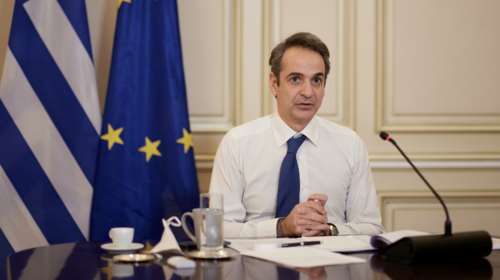 Ο Κυριάκος Μητσοτάκης στην κηδεία του Άγγελου Μπρατάκου