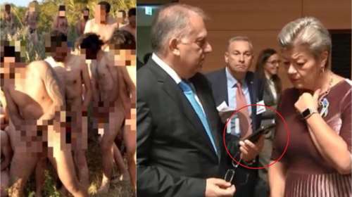 Ο Θεοδωρικάκος δείχνει στη Γιόχανσον τη φωτογραφία με τους γυμνούς μετανάστες που έστειλαν οι Τούρκοι στον Έβρο [Βίντεο]