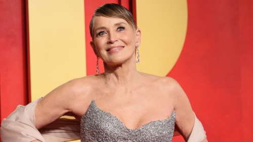 Αψεγάδιαστη στα 66 της η Σάρον Στόουν: Με αγαλματένιο φόρεμα με μυτερό μπούστο στο Όσκαρ after party