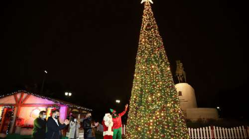 Φωταγωγήθηκε το χριστουγεννιάτικο δέντρο της Περιφέρειας Αττικής στο Πεδίο του Άρεως