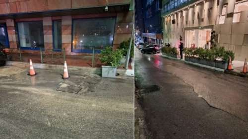 Καθίζηση οδοστρώματος στον Πειραιά - Διακοπή της κυκλοφορίας