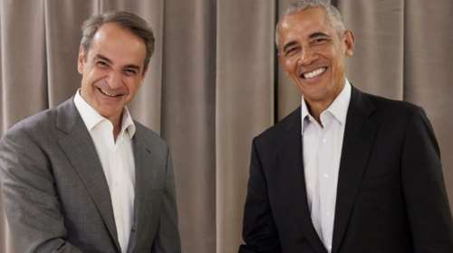 Συνάντηση Μητσοτάκη - Ομπάμα: "Οι αξίες που μοιραζόμαστε αντηχούν πιο δυνατά εδώ που γεννήθηκε η δημοκρατία"