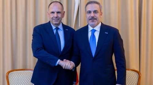 Συνάντηση Γεραπετρίτη - Φιντάν στο περιθώριο της Συνόδου Κορυφής για τα Βαλκάνια στη Βόρεια Μακεδονία