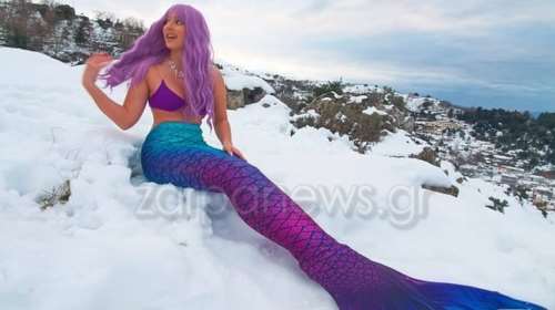 Επάγγελμα... γοργόνα: Η εντυπωσιακή εμφάνιση της όμορφης Κρητικιάς στα χιόνια [εικόνες]