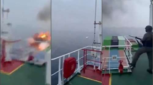 Βίντεο - ντοκουμέντο: Η στιγμή της πειρατικής επίθεσης σε πλοίο μεταφοράς κοντέινερ - Πώς οι ένοπλοι φρουροί ανατινάζουν ταχύπλοο