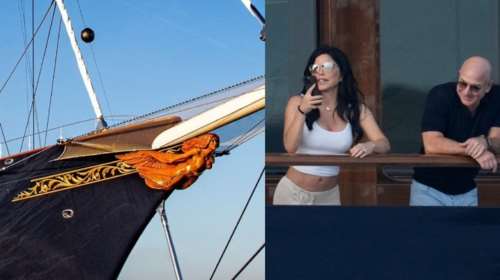 Αυτός, αυτή και η γοργόνα: Στις Κάννες ο Μπέζος με τη γοητευτική σύντροφό του και το μεγαλύτερο ιστιοπλοϊκό γιοτ στον κόσμο