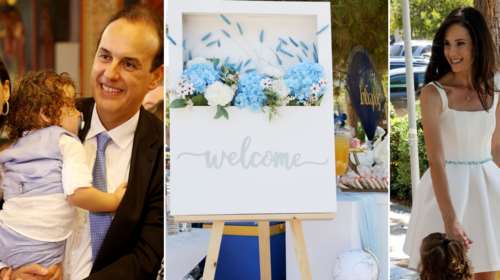 Ο δήμαρχος Γλυφάδας βάφτισε τον γιο του: Η κομψή μαμά με λευκό φόρεμα, οι κόρες με τα ίδια φορέματα & ο στολισμός με ορτανσίες