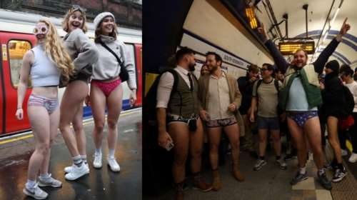 "Μέρα χωρίς παντελόνι": Οι Βρετανοί μπήκαν στο μετρό μόνο με τα... εσώρουχά τους από τη μέση και κάτω
