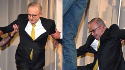 Viral έγινε η τούμπα του πρωθυπουργού της Αυστραλίας Αντόνιο Αλμπανέζι: Σε προεκλογική εκδήλωση [βίντεο]