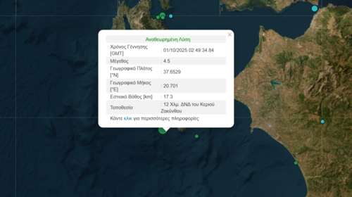 Σεισμός 4,5 Ρίχτερ στα ανοιχτά της Ζακύνθου - Μεγάλος φόβος για κατολισθήσεις