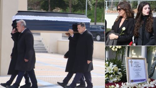 Συντετριμμένη η Βάνα Μπάρμπα στην κηδεία του Λάκη Ραπτάκη – Στο πλευρό της η 24χρονη κόρη της, Φαίδρα