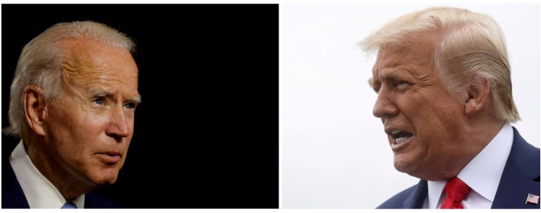 combination photo of trump and biden