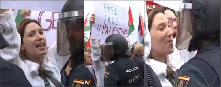 ΙΣΠΑΝΙΑ ΔΙΑΔΗΛΩΣΗ ΥΠΕΡ ΤΗΣ ΠΑΛΑΙΣΤΙΝΗΣ - ΔΙΑΔΗΛΩΤΡΙΑ ΦΛΕΡΤΑΡΕΙ ΑΣΤΥΝΟΜΙΚΟ