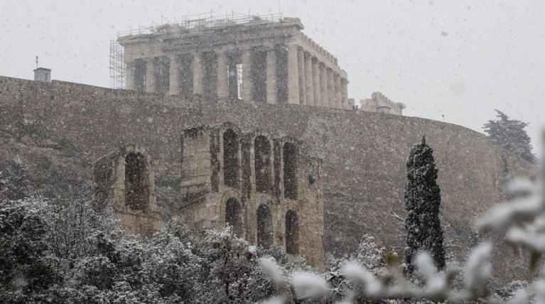 ακρόπολη χιόνια