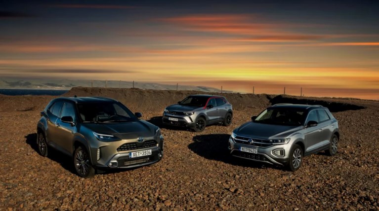 Συγκριτικό B-SUV: Opel Mokka 1.5 Diesel, Toyota Yaris Cross 1.5 Hybrid, VW T-Roc 1.5 TSI