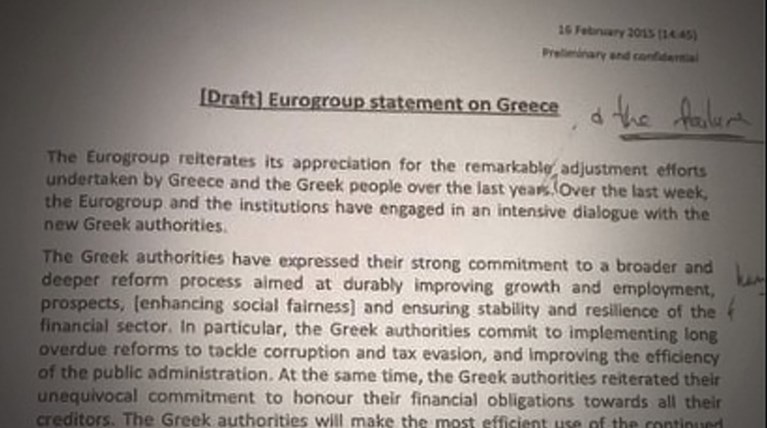 Ολο το κείμενο που απέρριψε η Αθήνα στο Eurogroup