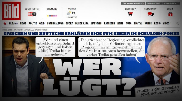 Bild: Ποιος λέει ψέματα, ο Τσίπρας ή ο Σόιμπλε;
