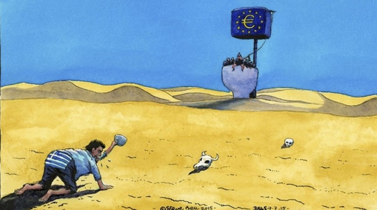 Ο διψασμένος Ελληνας ζητιανεύει μια γουλιά νερό από την Ευρωζώνη