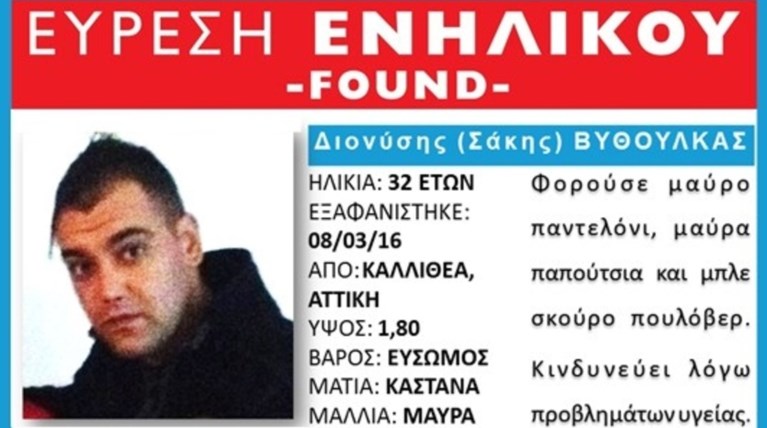 Νεκρός 32χρονος για τον οποίο είχε εκδοθεί «Αlert»