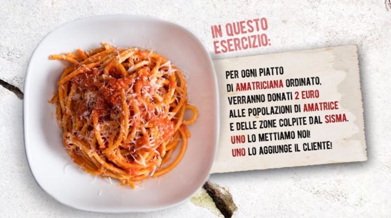 Αλληλεγγύη προς τους σεισμοπαθείς με 2€ για κάθε μακαρονάδα Amatriciana