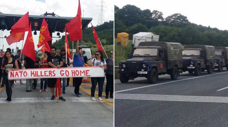 Μπλόκο σε αυτοκινητοπομπή του ΝΑΤΟ από το ΚΚΕ στην Κοζάνη