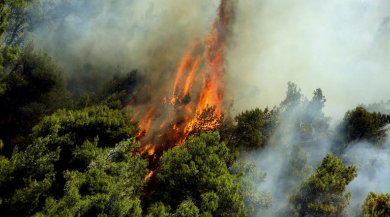 Πυρκαγιά κοντά στον οικισμό των Λεγραινών Σουνίου