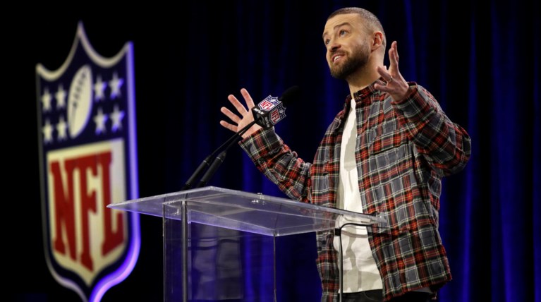 Ο Τζάστιν Τιμπερλέϊκ στο Super Bowl