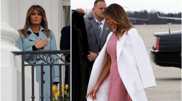 Σε ροζ και γαλάζιες αποχρώσεις η Μελάνια Τραμπ στον Λευκό Οίκο