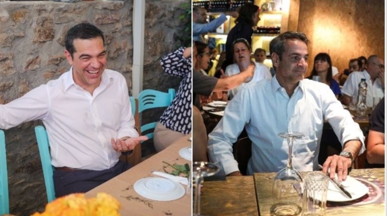 Χαλαρές στιγμές για τους αρχηγούς πριν τις κάλπες