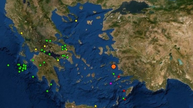 Σεισμός 4,4 R στη θαλάσσια περιοχή νότια της Σάμου