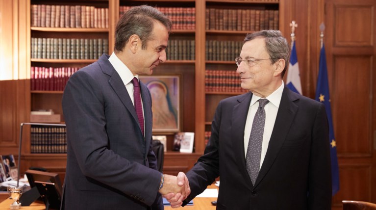 Η συνάντηση του Κυριάκου Μητσοτάκη με τον Μάριο Ντράγκι